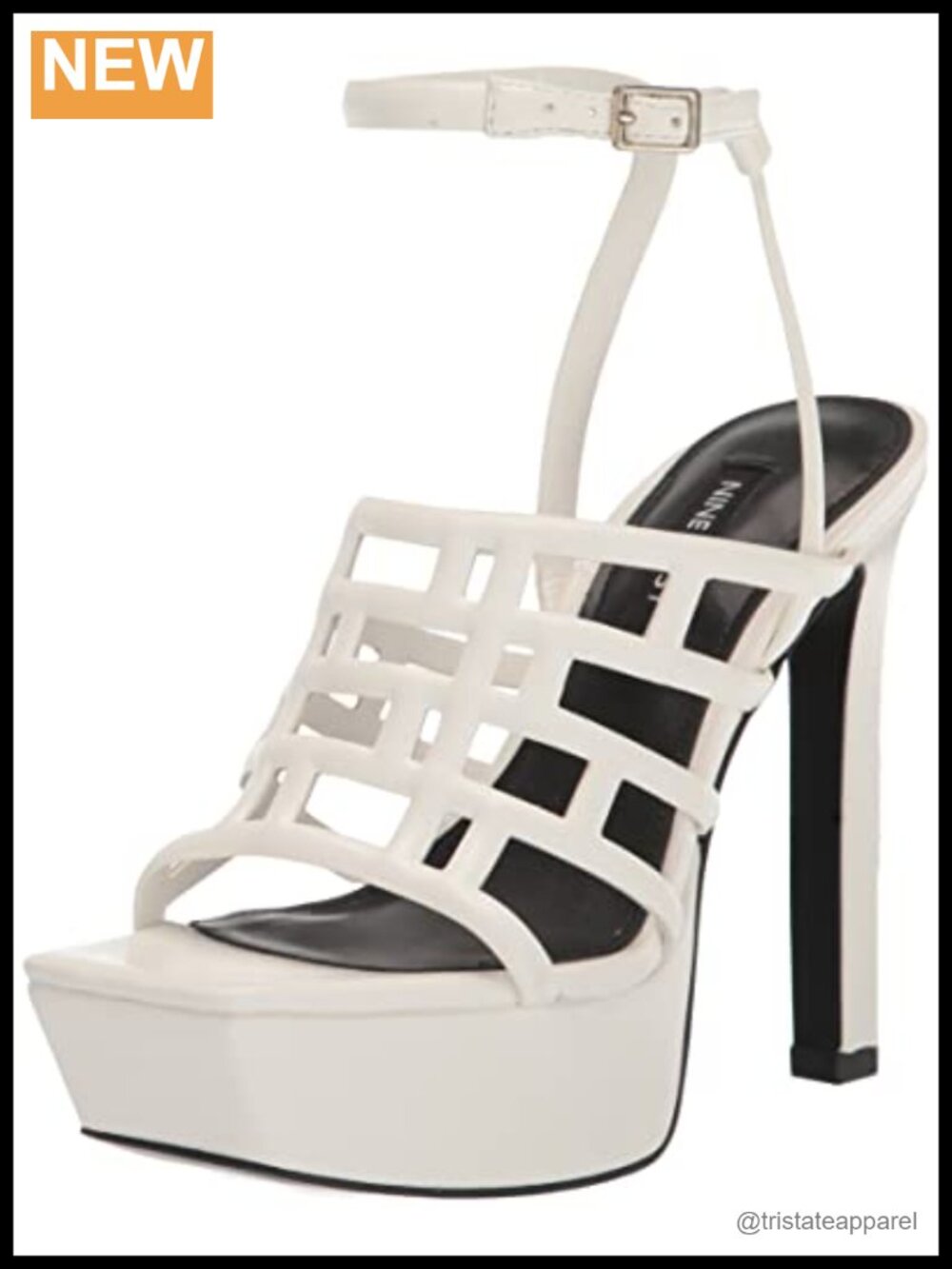 Nine West Kelinda Faux Leather Platform Stiletto Heeled Sandals Buckle